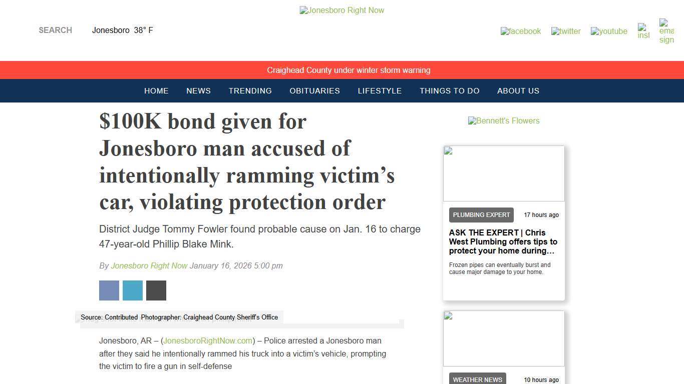 $100K bond given for Jonesboro man accused of intentionally ramming victim’s car, violating protection order - Jonesboro Right Now