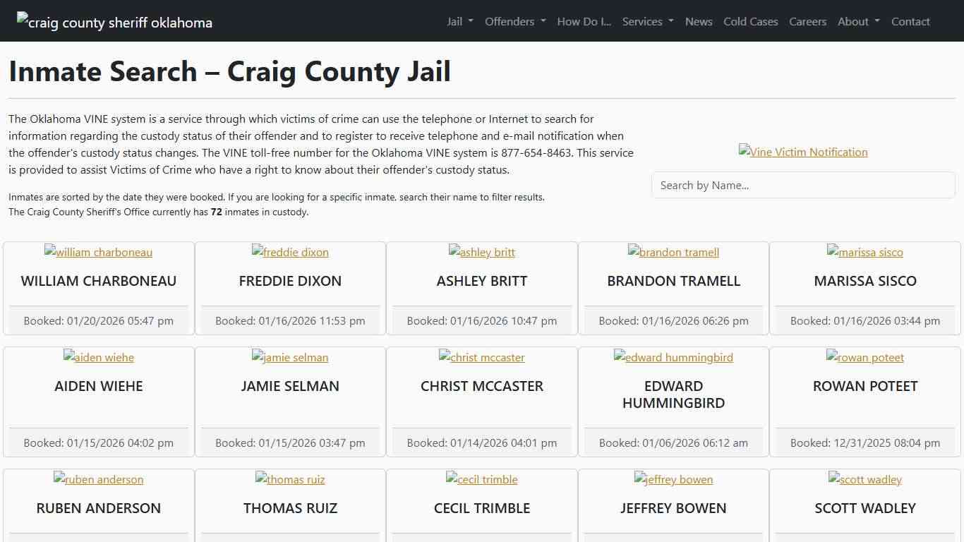 Inmate Search Craig County Sheriff's Office